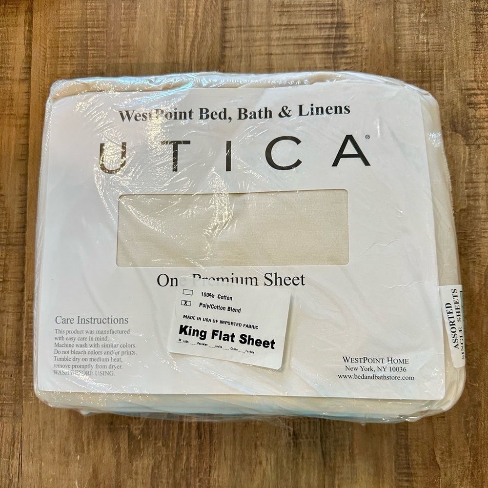WestPoint Bed, Bath & Linens - UTICA NEW in package, Cream color King Flat Sheet